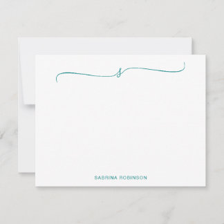 Classic Minimalist Teal Calligraphy Note Card