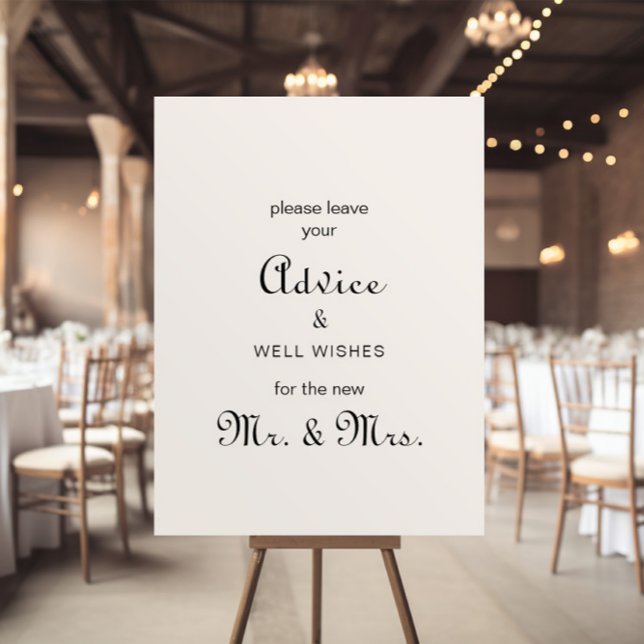Classic Minimalist Wedding Advice and Well Wishes  Poster (Creator Uploaded)