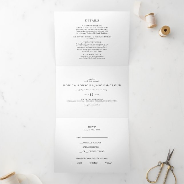 Classic Minimalist Wedding All In One Tri-fold (Inside)