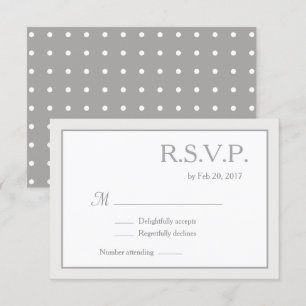 Classic minimalist white grey polka dots rsvp invitation