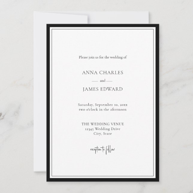Classic Minimalist with Border Wedding Invitation (Front)