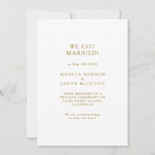 Classic Minimaliste Gold Elopement Faire-part