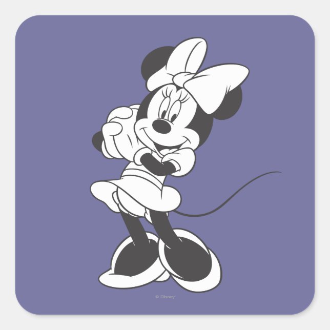 Classic Minnie | Black and White Square Sticker (Front)
