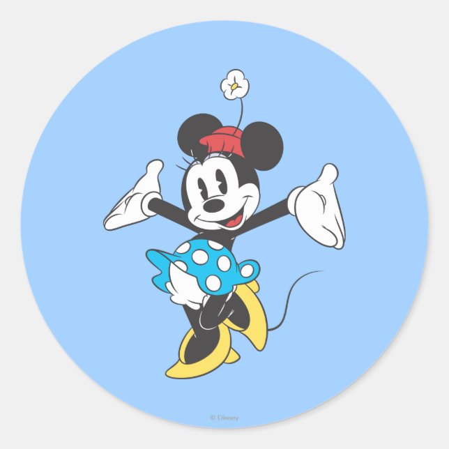 Classic Minnie | Excited Round Sticker (Front)