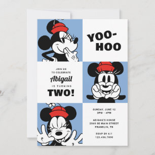 Classic Minnie Mouse Colorblock Girls Birthday Invitation