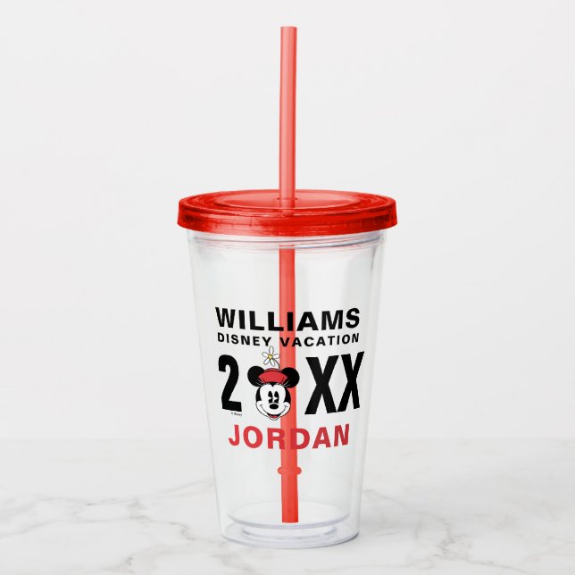 Classic Minnie Mouse | Family Vacation & Year Acrylic Tumbler (Front)