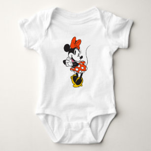 Classic Minnie Mouse Hands Clasped Pose Baby Bodysuit
