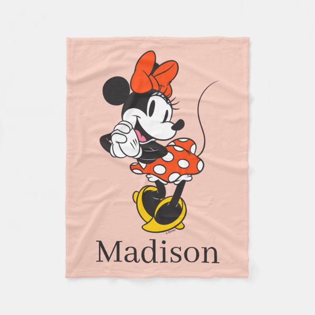 Classic Minnie Mouse Hands Clasped Pose Fleece Blanket (Front)