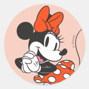 Classic Minnie Mouse Hands Clasped Pose Round Sticker