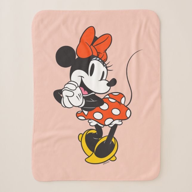 Classic Minnie Mouse Hands Clasped Pose Sherpa Blanket (Front)