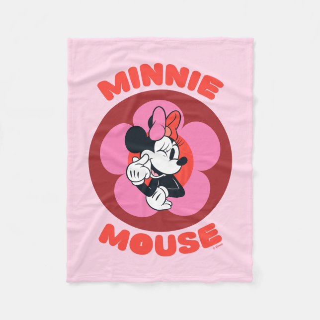 Classic Minnie Mouse Retro Badge Fleece Blanket (Front)