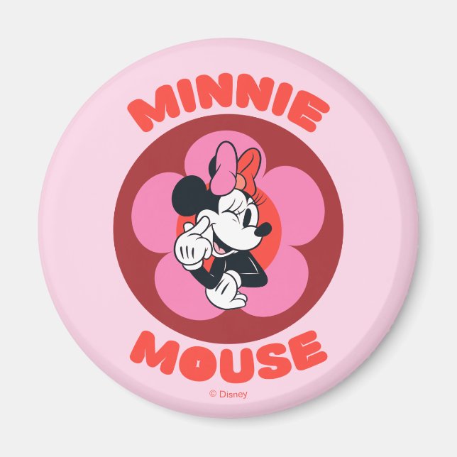 Classic Minnie Mouse Retro Badge Magnet (Front)