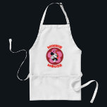 Classic Minnie Mouse Retro Badge Standard Apron<br><div class="desc">This cheerful Minnie Mouse artwork features a bold circular badge design with playful lettering and Minnie’s iconic pose front and center. With vibrant pinks, warm reds, and timeless cartoon charm, this design feels fun, nostalgic, and full of Disney personality. Perfect for customizable Zazzle products like t-shirts, tote bags, stickers, and...</div>