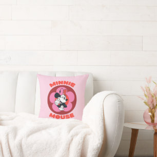 Classic Minnie Mouse Retro Badge Throw Pillow