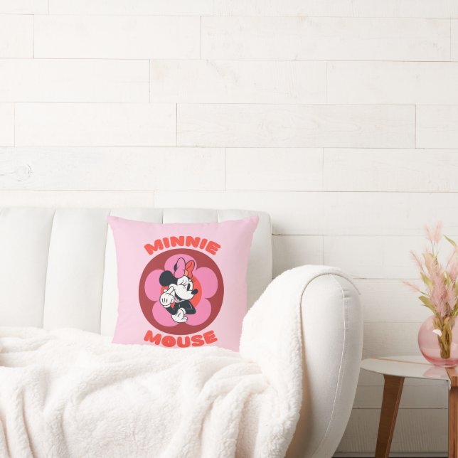 Classic Minnie Mouse Retro Badge Throw Pillow (Couch)