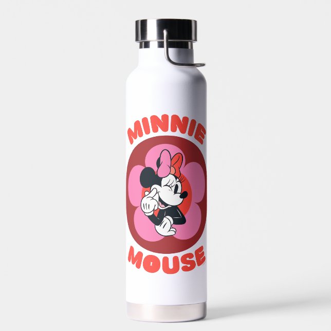 Classic Minnie Mouse Retro Badge Water Bottle (Left)