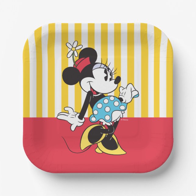 Classic Minnie Mouse with Flower Paper Plate (Front)