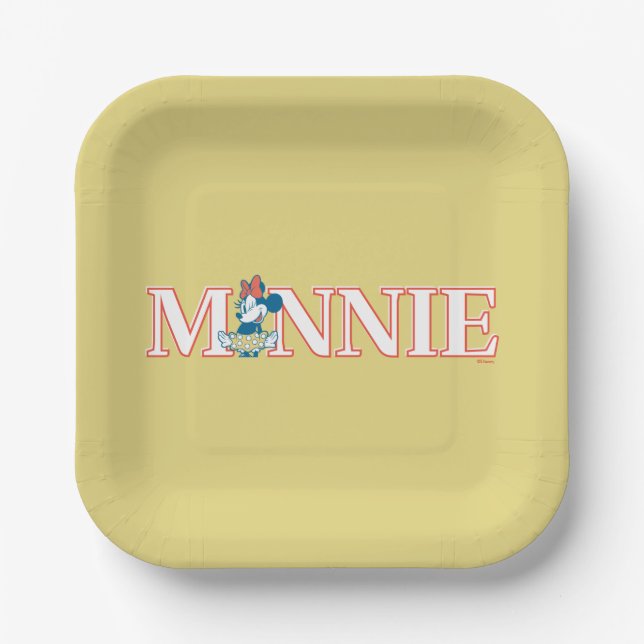 Classic Minnie Name Banner Paper Plate (Front)