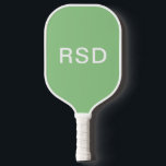 Classic Mint Green White Monogram Initials Pickleball Paddle<br><div class="desc">Personalized pickleball paddles make great gifts for all occasions.  This design features a simple mint green background with white block-style monogram text.  You can customize the text with any initials or wording of your choice.</div>