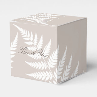 Classic Mocha Taupe White Fern Thank You Favor Box