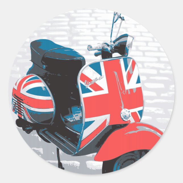Classic Mod Scooter Round Sticker (Front)