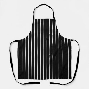 Classic Modern Black and Thin White Stripes Apron