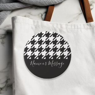 Classic Modern Black and White Houndstooth 3 Inch Round Button