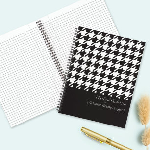 Classic Modern Black and White Houndstooth Notebook