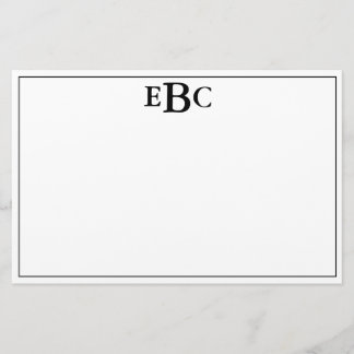 Classic Modern Black and White Monogram Stationary Stationery