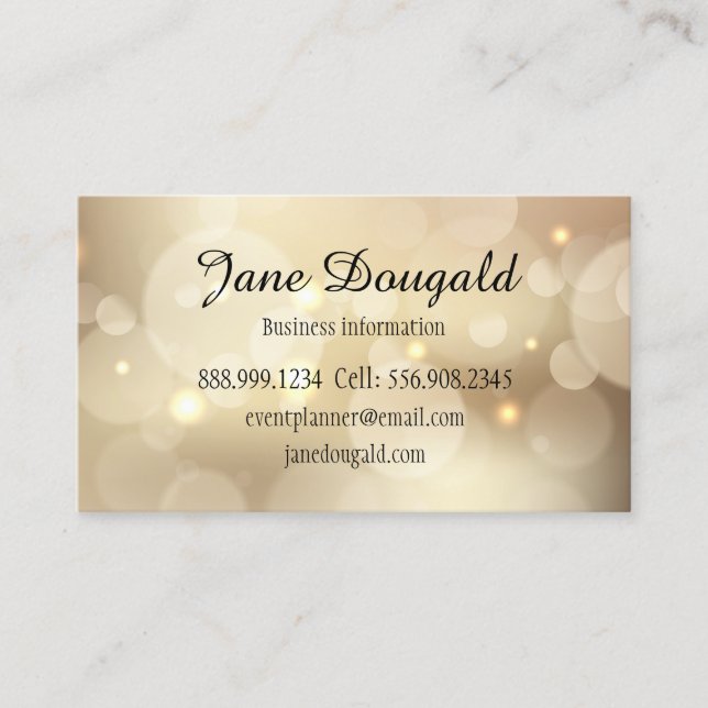 Classic Modern Black Gold Lights Custom Personal Business Card (Front)