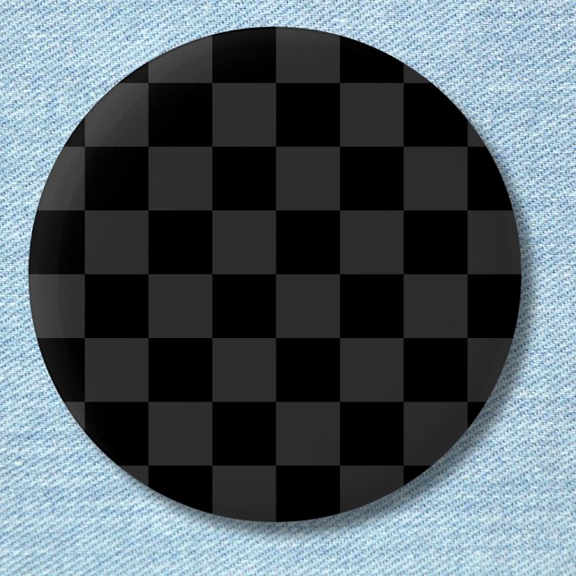 Classic Modern Black & Smoky Black Chequerboard  2 Inch Round Button (Creator Uploaded)