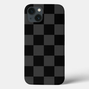 Classic Modern Black & Smoky Black Chequerboard  iPhone 13 Case