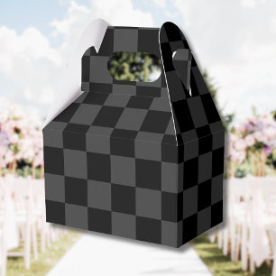 Classic Modern Black & Smoky Black Chequerboard Favor Box