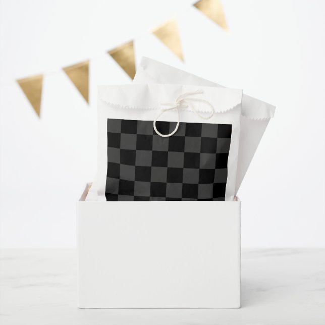 Classic Modern Black & Smoky Black Chequerboard  Favour Bag (Party)
