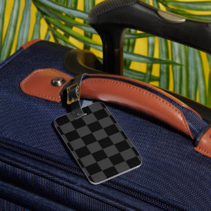 Classic Modern Black & Smoky Black Chequerboard Luggage Tag