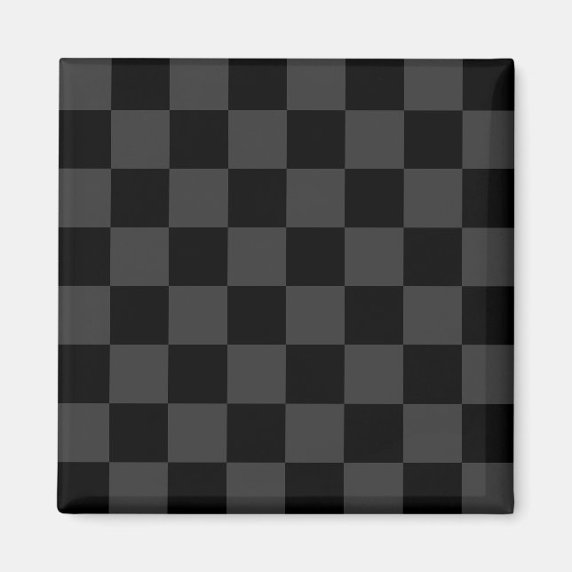 Classic Modern Black & Smoky Black Chequerboard  Magnet (Front)