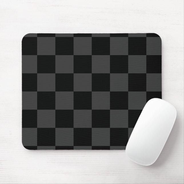 Classic Modern Black & Smoky Black Chequerboard  Mouse Pad (With Mouse)