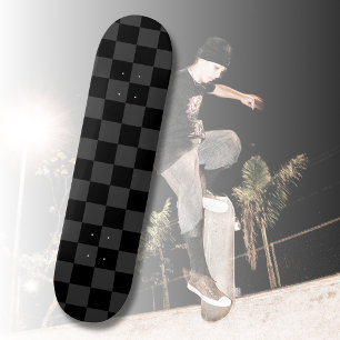 Classic Modern Black & Smoky Black Chequerboard  Skateboard