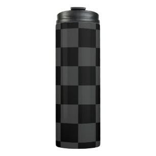 Classic Modern Black & Smoky Black Chequerboard Thermal Tumbler