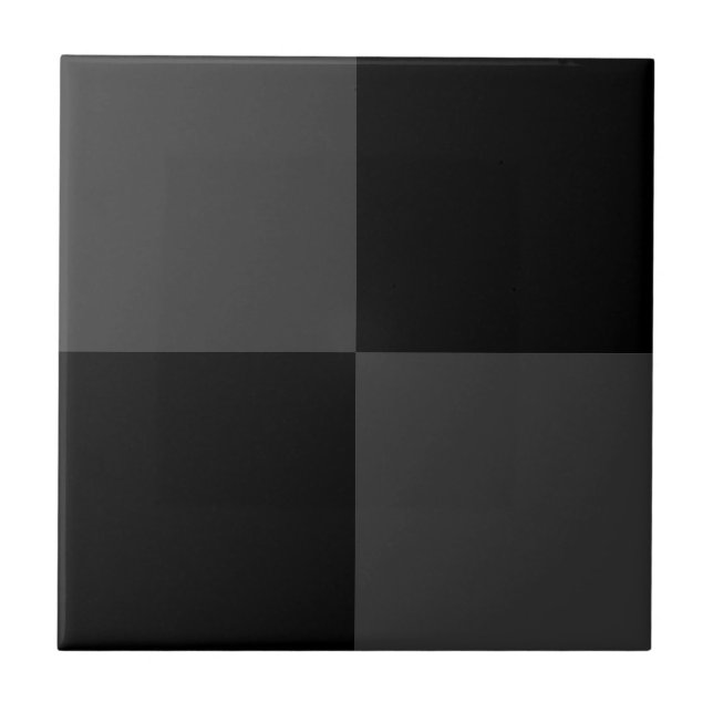 Classic Modern Black & Smoky Black Chequerboard  Tile (Front)