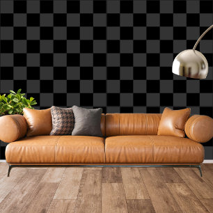 Classic Modern Black & Smoky Black Chequerboard Wallpaper