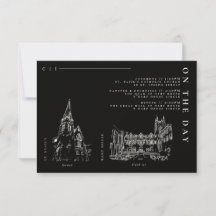 Classic Modern Black Wedding Details Program Card