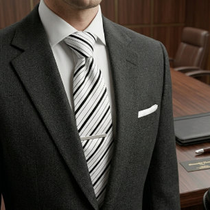  Classic Modern Black & White Diagonal Tie