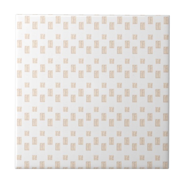 Classic Modern Ceramic Tile Beige & White Square (Front)