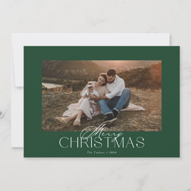 Classic Modern Christmas Card with Photo (Front)