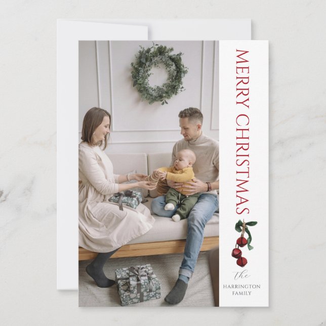 Classic Modern Christmas Photo Holiday Card (Front)