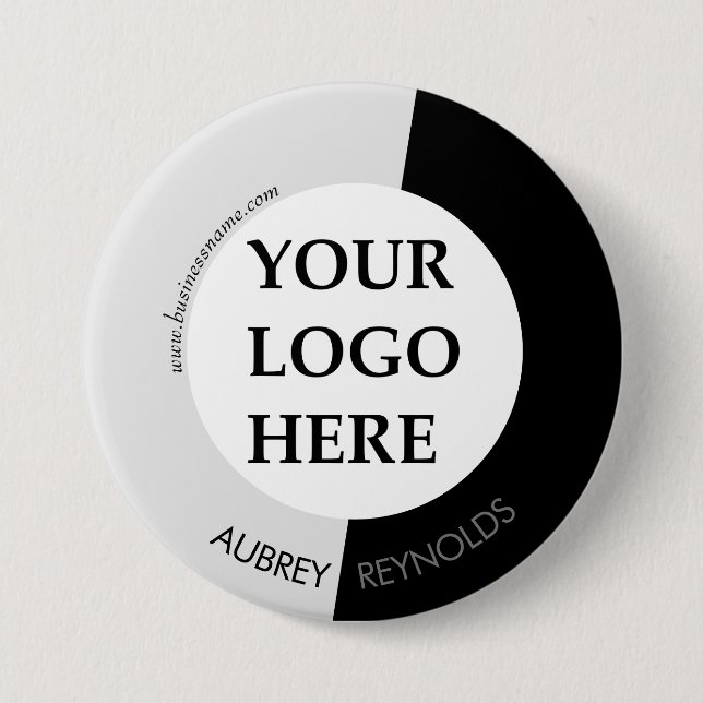 Classic Modern Custom Black And White Logo 3 Inch Round Button (Front)