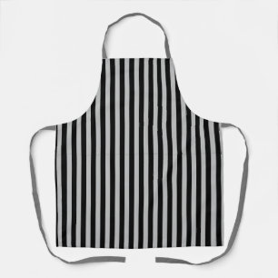 Classic Modern Dark Grey and Black Vertical Stripe Apron