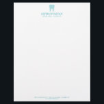 Classic Modern Dentist Tooth Logo Aqua Blue Letterhead<br><div class="desc">Coordinates with the Classic Modern Dentist Tooth Logo on Aqua Blue Business Card Template by 1201AM. This clean and modern letterhead design features a logo of a superimposed tooth silhouette for an x-ray visual effect. Your name or practice name is centred underneath for instant branding. Designed for dentist offices and...</div>