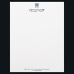 Classic Modern Dentist Tooth Logo Navy Blue Letterhead<br><div class="desc">Coordinates with the Classic Modern Dentist Tooth Logo on Navy Blue Business Card Template by 1201AM. This clean and modern letterhead design features a logo of a superimposed tooth silhouette for an x-ray visual effect. Your name or practice name is centred underneath for instant branding. Designed for dentist offices and...</div>